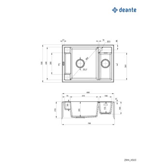Zlewozmywak granitowy magnetyczny 1.5-komorowy Deante ZRM_T503